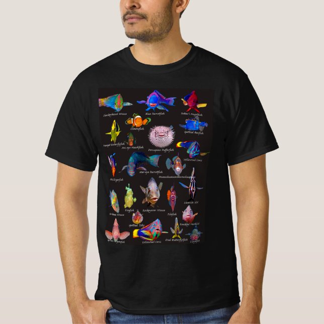 Camiseta Raios de peixes tropicais (Frente)