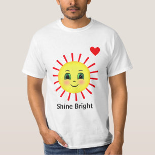 Camiseta Raios de Sol Nascente Vermelho Brilhante com Rosto