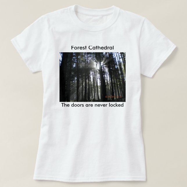Camiseta Raios de Sun através das árvores (Frente do Design)