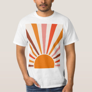 Camiseta Raios do Sol Retrospectivo Laranja Vermelho Amarel