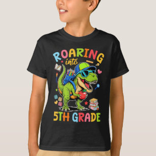 Camiseta Raios Para A 5 De Volta Para A Escola T-Rex D