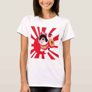 Camiseta raios solares gatinho de desenho kawaii japonês Lu