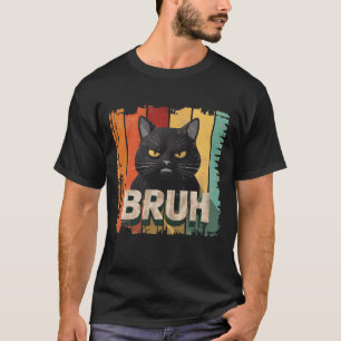 Camiseta Raiva Cara Preta Gato Bruh Memória Gráfico Sol Vin