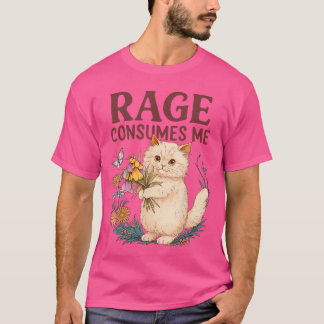 Camiseta Raiva Me Consome Gato Flor Gatinho Engraçado Mulhe