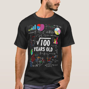 Camiseta Raiz Quadrada De 100 10º Aniversário 10 Anos de Am
