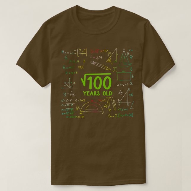 Camiseta Raiz Quadrada de 100 10º presente de aniversário (Frente do Design)