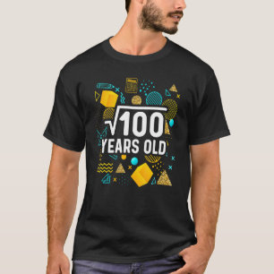 Camiseta Raiz Quadrada De 100 Matemáticos De Aniversário De