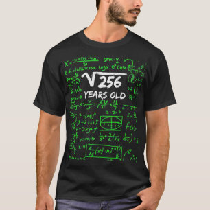 Camiseta Raiz Quadrada de 256 16º Aniversário 16 Anos Gif