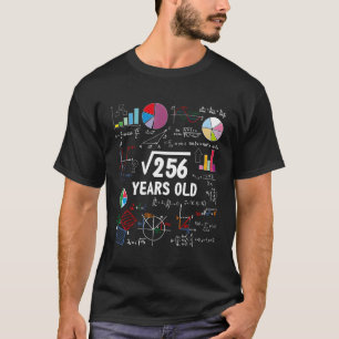 Camiseta Raiz Quadrada De 256 Dons De 16 Anos De Aniversári