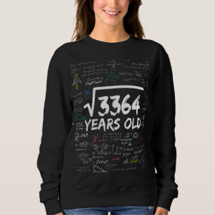 Camiseta Raiz Quadrada De 3364 58º Aniversário Da Matemátic