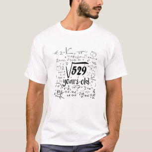 Camiseta Raiz Quadrada De 529 - 23Rd Bday 23 Anos Matemátic