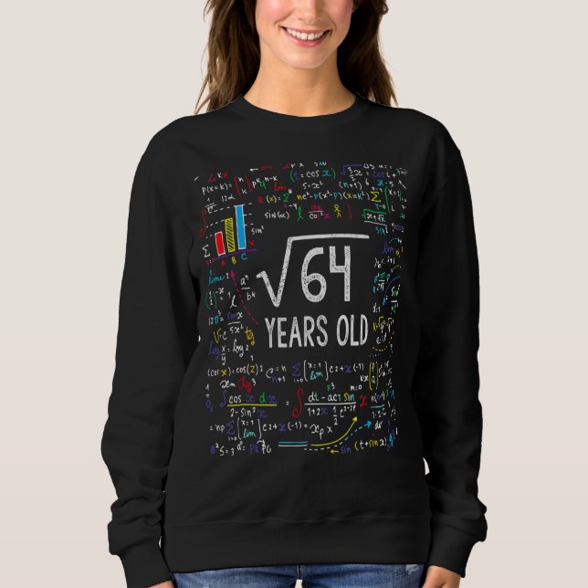 Camiseta Raiz Quadrada de 64 8.. Aniversário 8 Anos, Matemá (Frente)