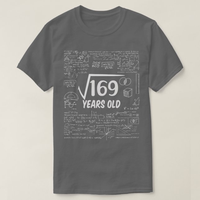 Camiseta Raiz Quadrada de Matemática de 16913º Aniversário  (Frente do Design)