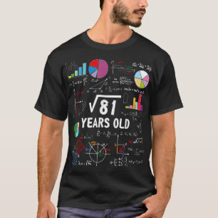 Camiseta Raiz Quadrada Do 81 9º Aniversário, 9 Anos de Idad