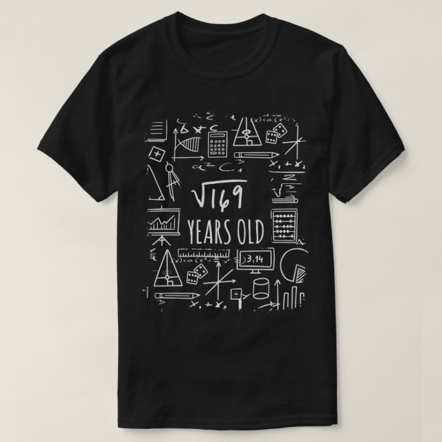Camiseta Raiz Quadrada Engraçada de Matemática de 169 para  (Frente do Design)