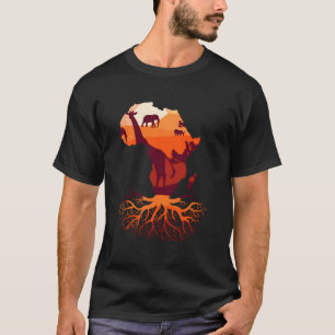 Camiseta Raízes africanas mapeiam cinco mulheres Safari Gir
