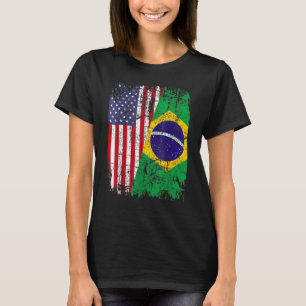 Camiseta RAÍZES BRASILEIRAS Meia Bandeira Americana BRASIL