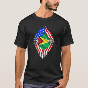 Camiseta Raízes da Guiana Bandeira EUA Patriótico Patrimôni