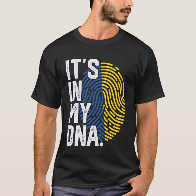 Camiseta Raízes da Ucrânia Bandeira Impressão Digital Gráfi (Frente)
