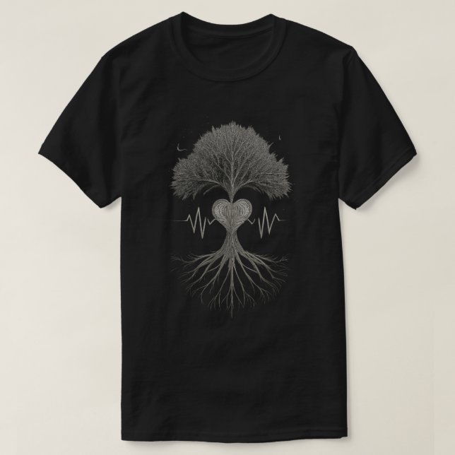 Camiseta Raízes da Vida: O Batimento do Coração da Natureza (Frente do Design)