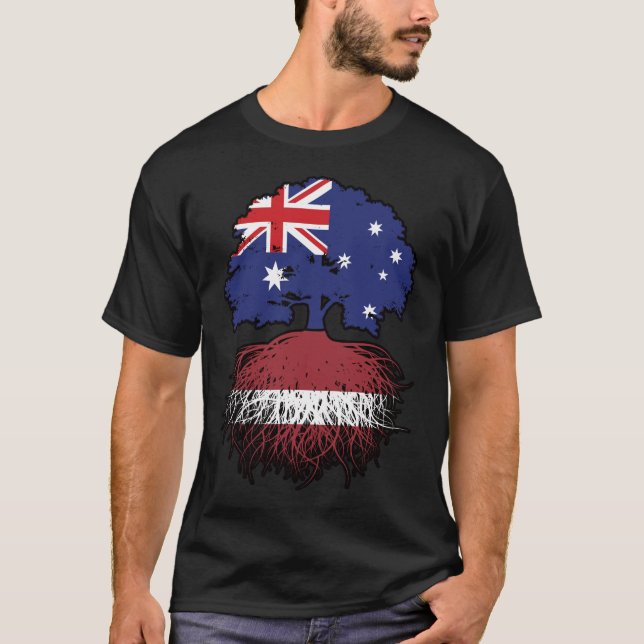 Camiseta Raízes de Árvore Australianas da Letónia (Frente)