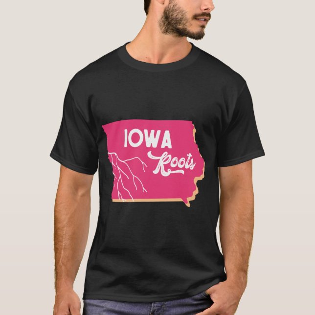 Camiseta Raízes de Iowa Rosa Laranja (Frente)