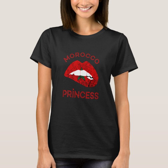Camiseta Raízes de Marrocos Princesa Lábio Orgulho Marroqui (Frente)