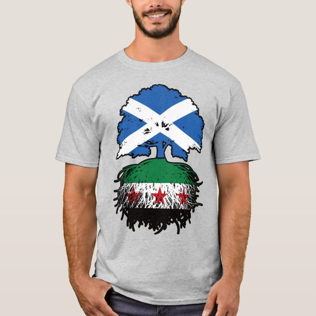 Camiseta Raízes e Coroa: Árvore Escócia-Síria (Frente)