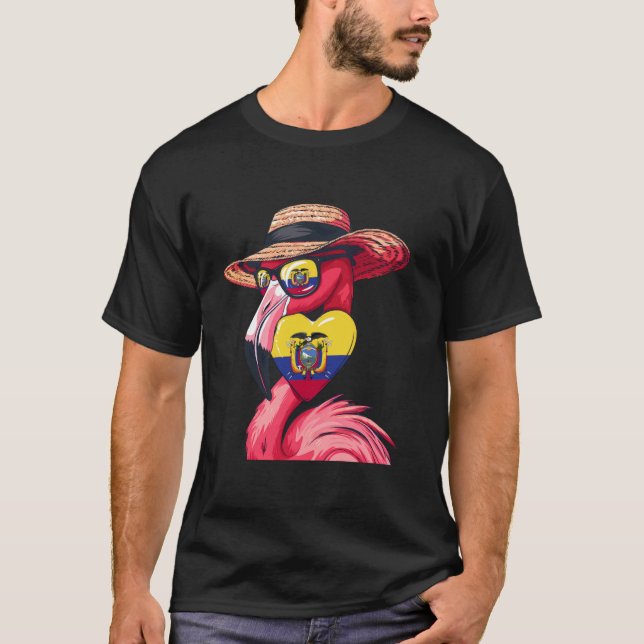 Camiseta Raízes Equatorianas Orgulho Equatoriano Flamingo E (Frente)