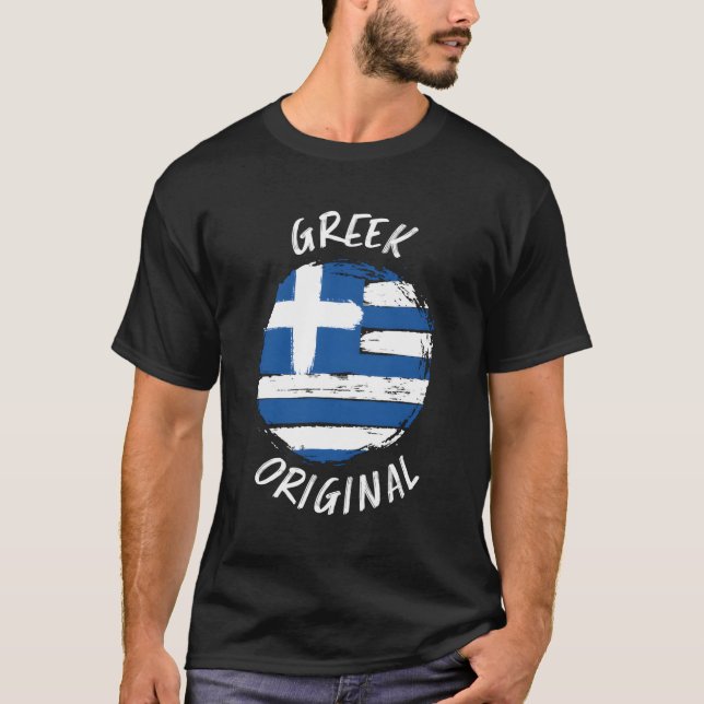 Camiseta Raízes Gregas de Sinalizador de Grécia Original (Frente)