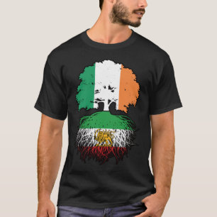Camiseta Raízes iranianas crescidas na Irlanda Leão e Sol