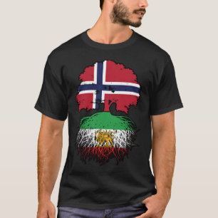 Camiseta Raízes Iranianas Crescidas na Noruega Leão e Sol