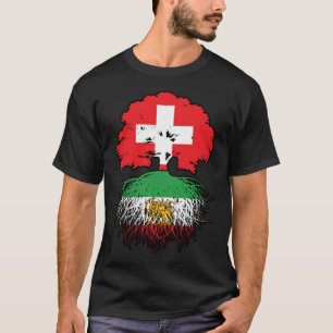Camiseta Raízes iranianas criadas na Suíça Leão e Sol
