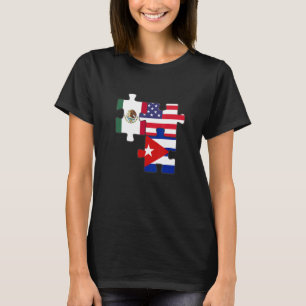 Camiseta Raízes Mexicanas E Cubanas Mais Bandeira Dos Eua