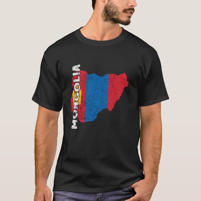 Camiseta Raízes Mongóis Bandeira da Mongólia Mapa Orgulho M (Frente)