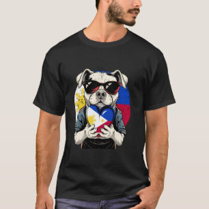 Camiseta Raízes Pinoy Coração de Cachorro Bandeira Filipina