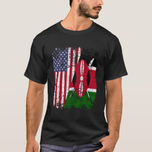 Camiseta Raízes Quenianas Metade Bandeira Americana Quênia