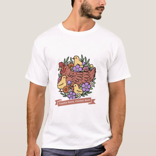 Camiseta Raízes Rurais, Frango Boots Frango  (Frente)