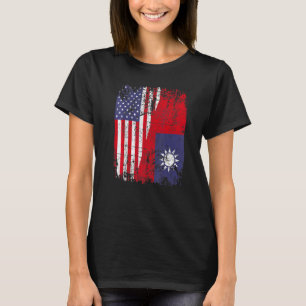 Camiseta Raízes Taiwanesas Meia Bandeira Americana Bandeira