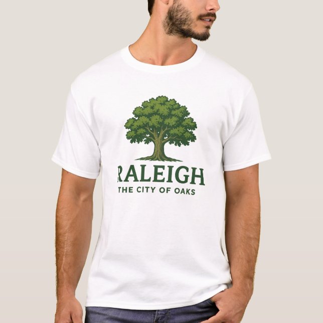 Camiseta Raleigh, cidade de Oaks - Árvore Clássica de Oak d (Frente)