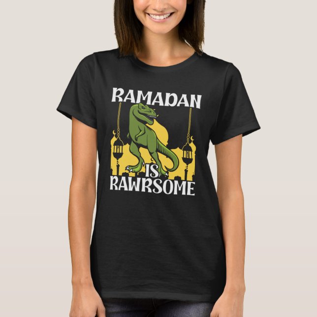 Camiseta Ramadan Is Rawrsome Dinosaur Vintage Mubarak (Frente)