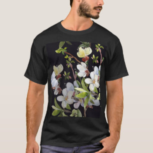 Camiseta Ramais Apricot primavera: Sem Costura De Aquarela.