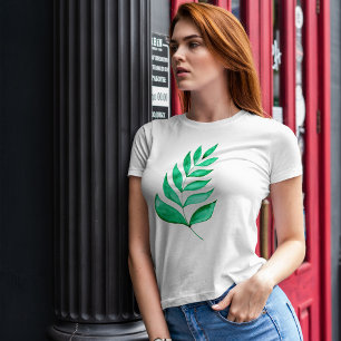 Camiseta Ramais simples de aquarelas - verdes