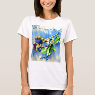 Camiseta Ramal de mirtilo, pintura de aquarela