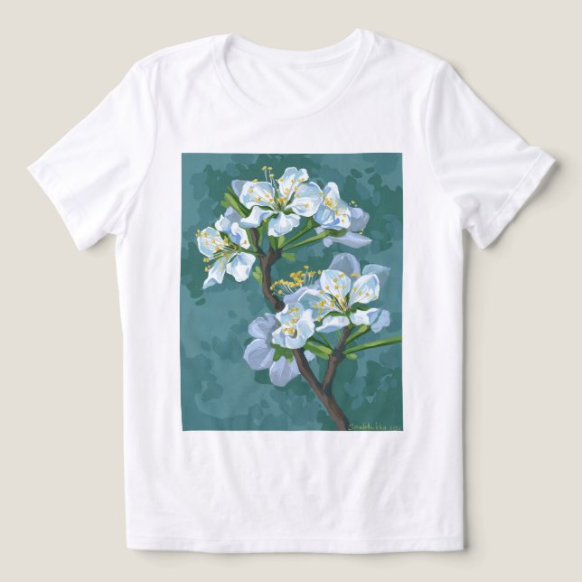 Camiseta Ramal florescente da macieira (Design frontal)