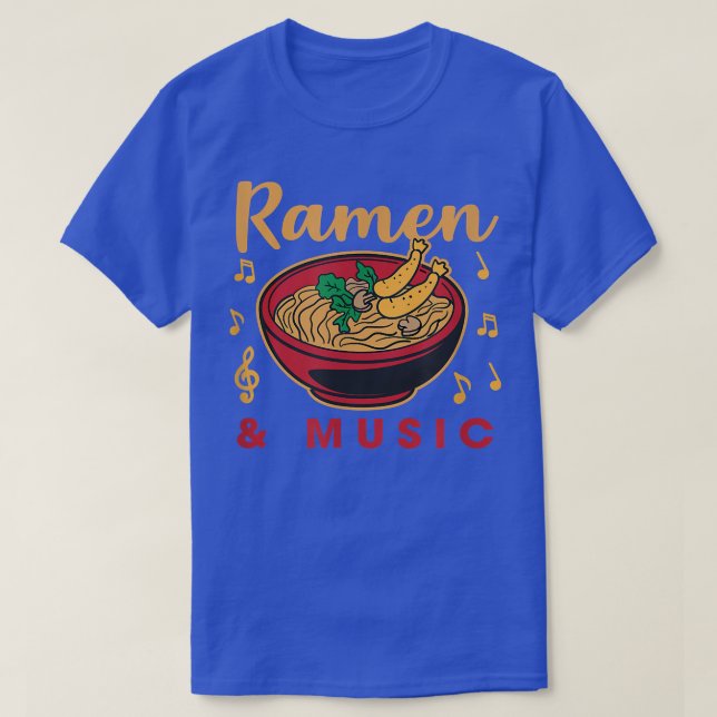 Camiseta Ramen and Music Notes Musico - Comida Japonesa  (Frente do Design)