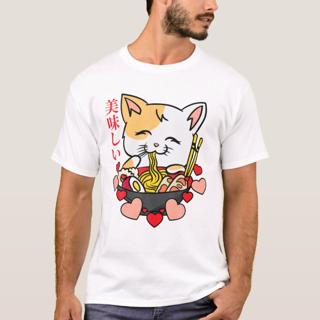 Camiseta Ramen - Anime Cat - Manga Japonês Cultura Art Blu (Frente)