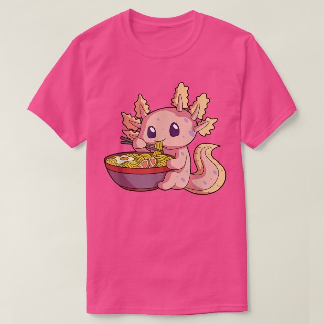 Camiseta Ramen Axolotl Kawaii Anime Japanese Food Gift Girl (Frente do Design)