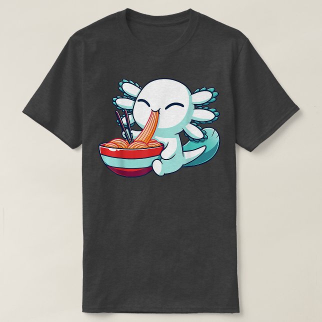 Camiseta Ramen Axolotl Kawaii Anime Japanese Food Gift Kid  (Frente do Design)
