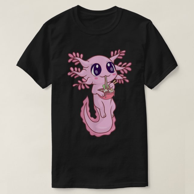 Camiseta Ramen Axolotl Kawaii Anime Japanese Food Gift Teen (Frente do Design)